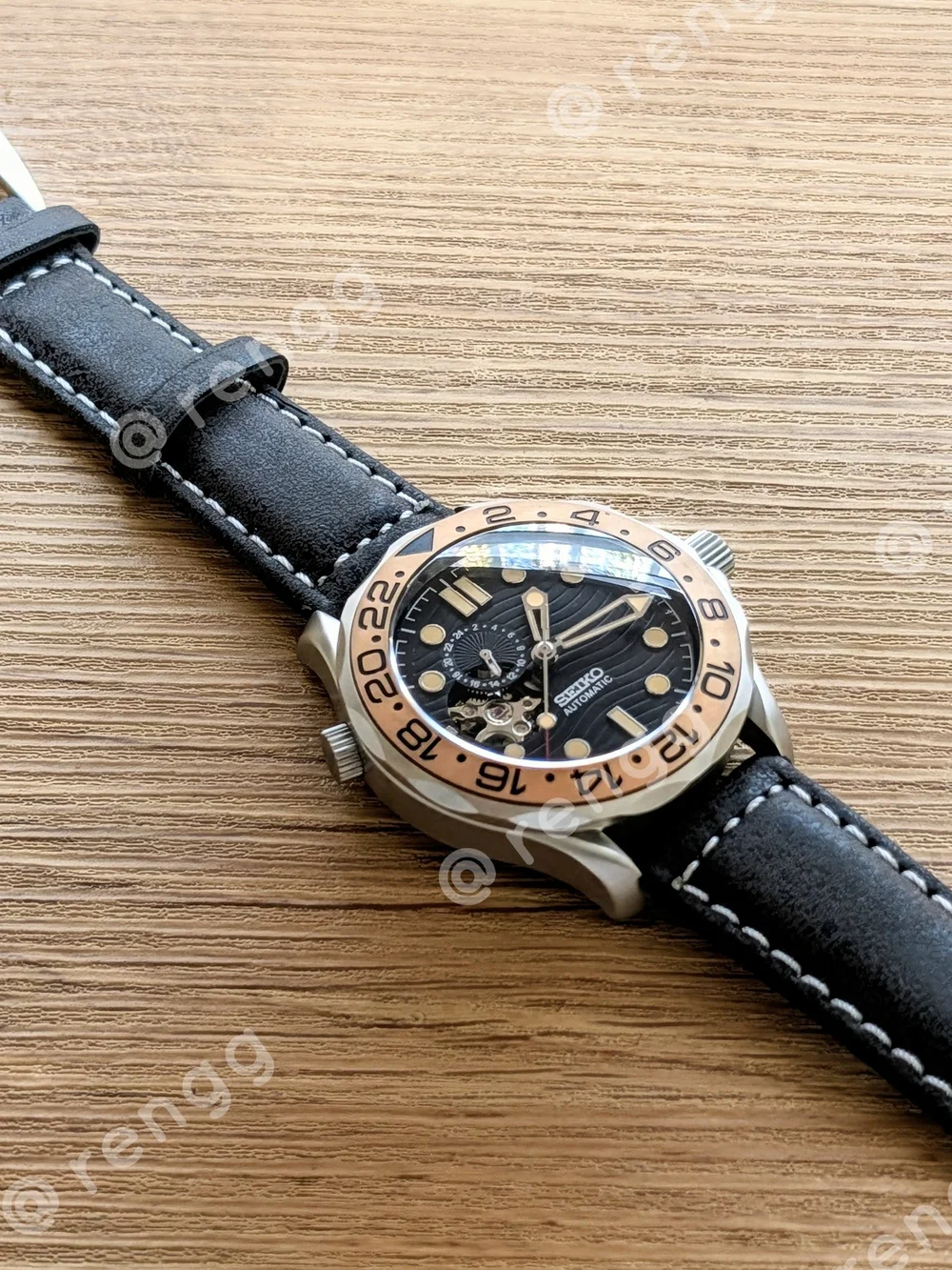 41mm Titanium Seiko Master Men's Automatic Diver Mod Watch Open Heart Sapphire